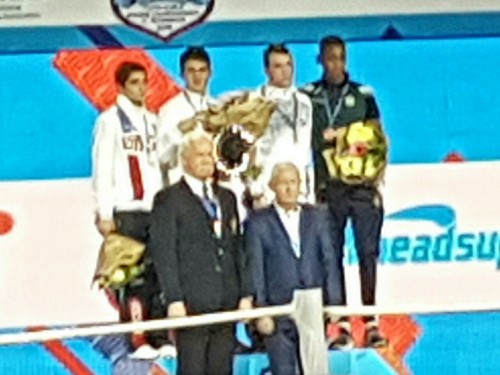 Gabriel Dossen (far right) in medals podium today