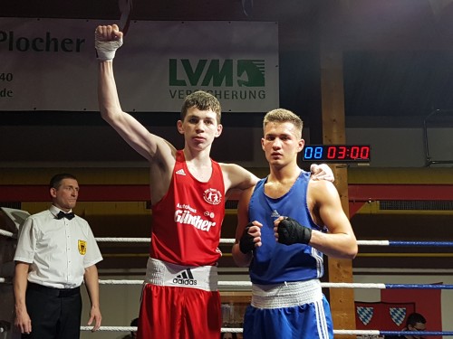Stephen McKenna (red) and opponent after tonight's bout