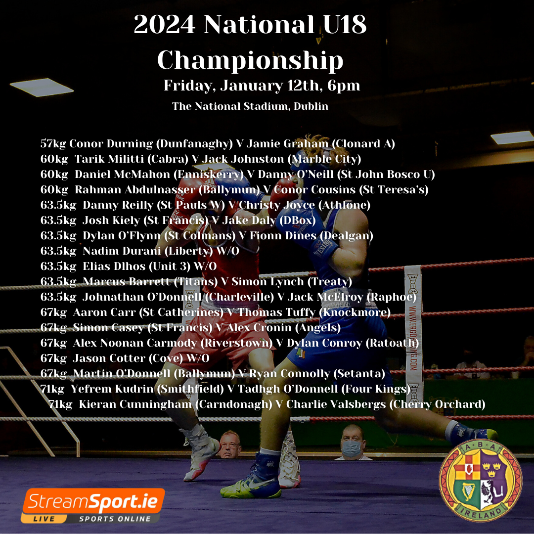 Day One 2024 National U18 Championship. Irish Athletic Boxing